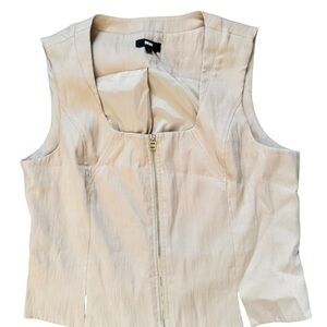 DKNY Women's Beige Zip-Front Corset Top size XL